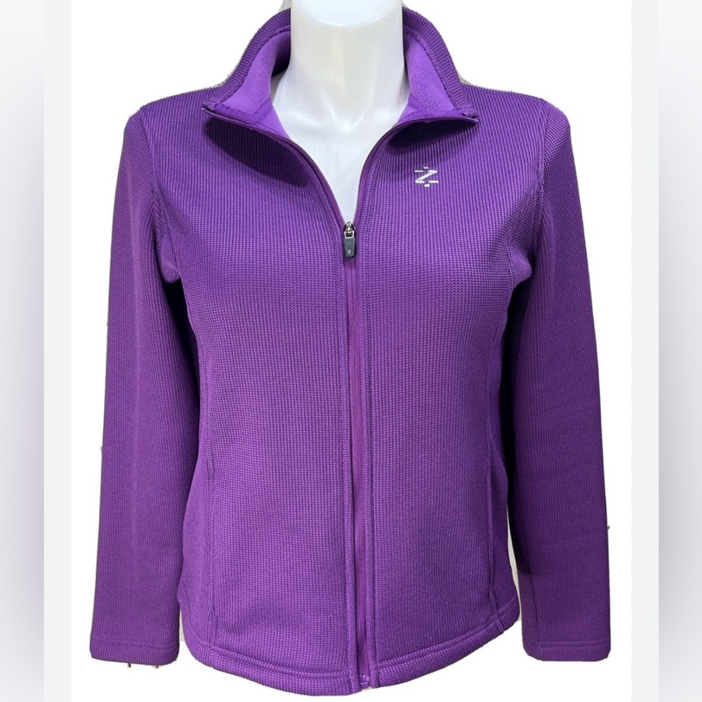 IZOD Perform X Jacket Womens S Purple Textured Waffle Knit Fleece Lined Full Zip